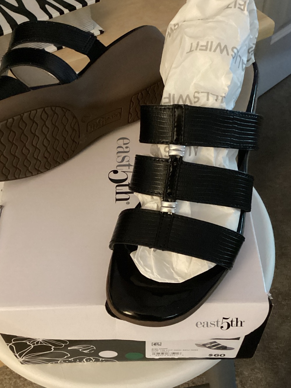 East 5th Black Strappy Platform Sandals
